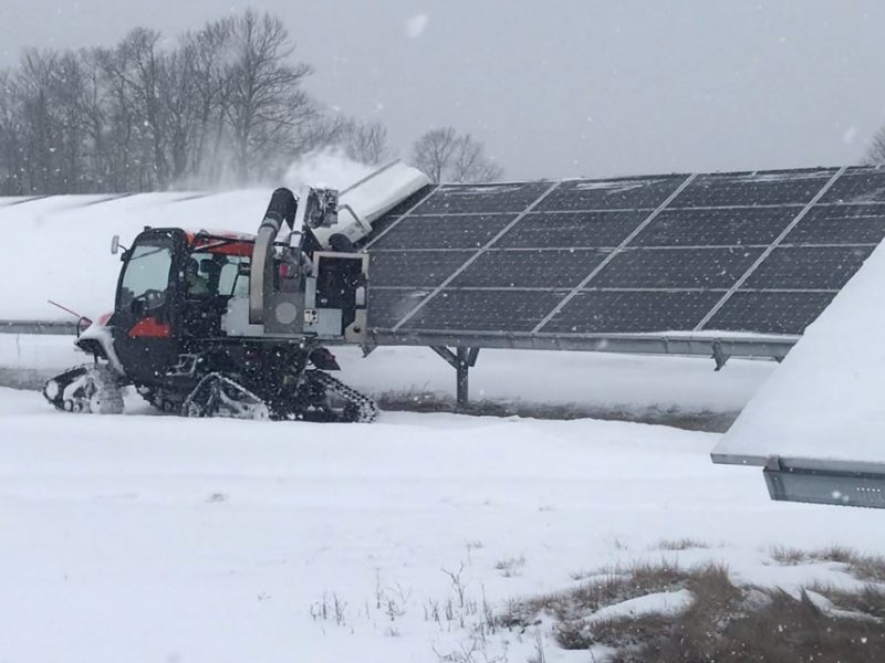 The Snolar solar panel snow remover in Ontario 